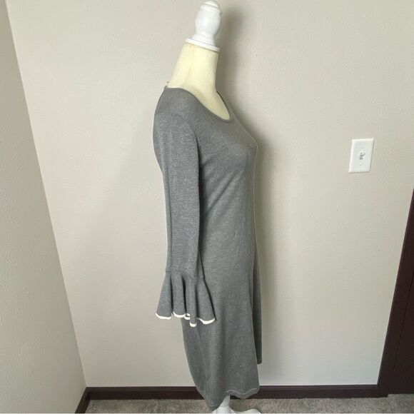 Calvin Klein Gray Long Bell Sleeve Career Wear Knee Length Sweater Dress Size L - Picture 12 of 14